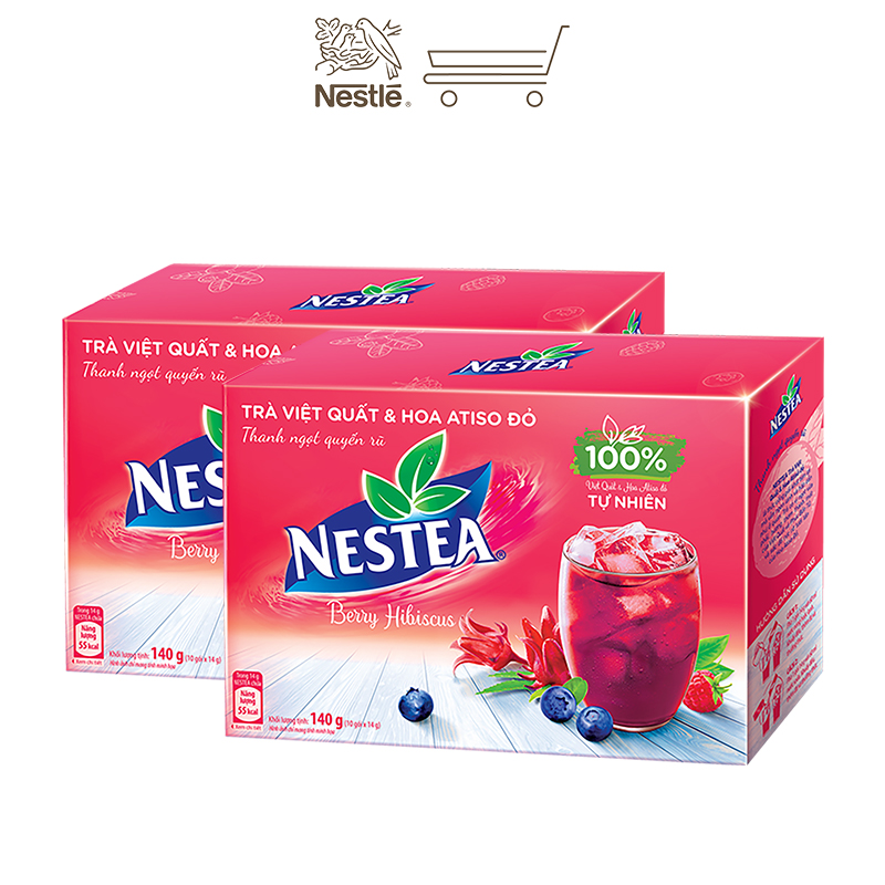 Combo 2 hộp trà việt quất và hoa atiso đỏ Nestea (10 gói x 14g)