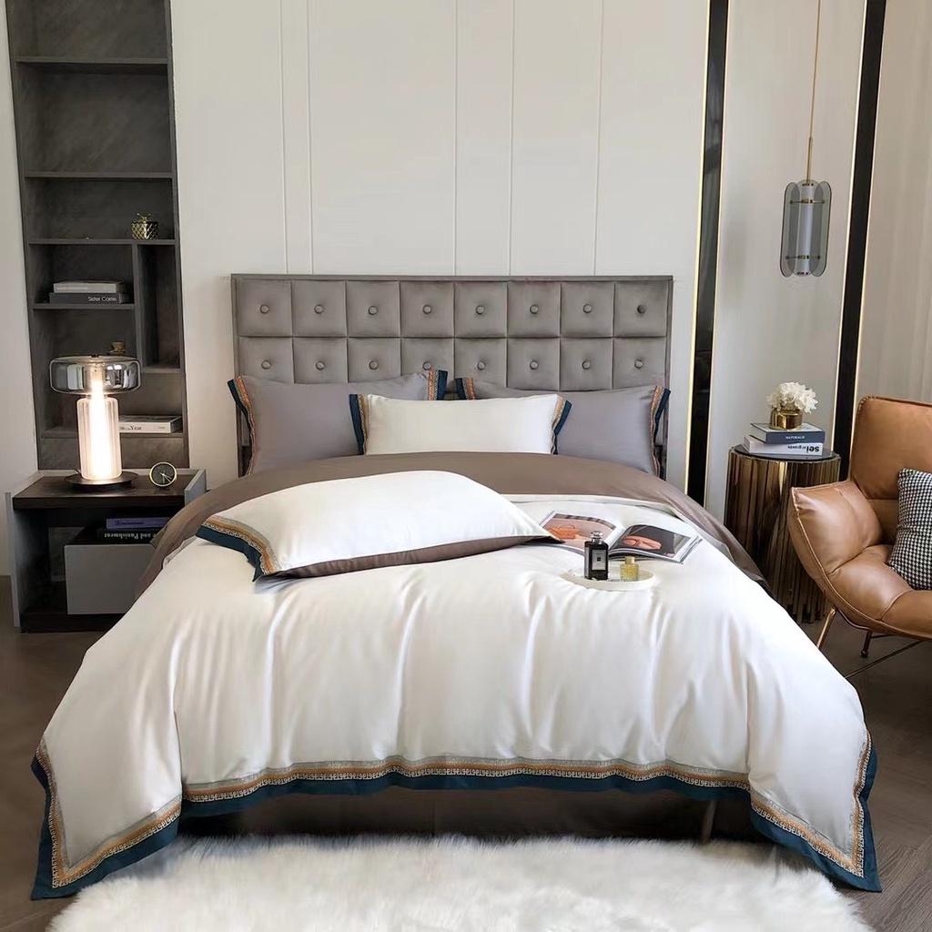 Bộ chăn ga gối 100%Tencel 60s siêu mềm mát,trơn viền thượng lưu