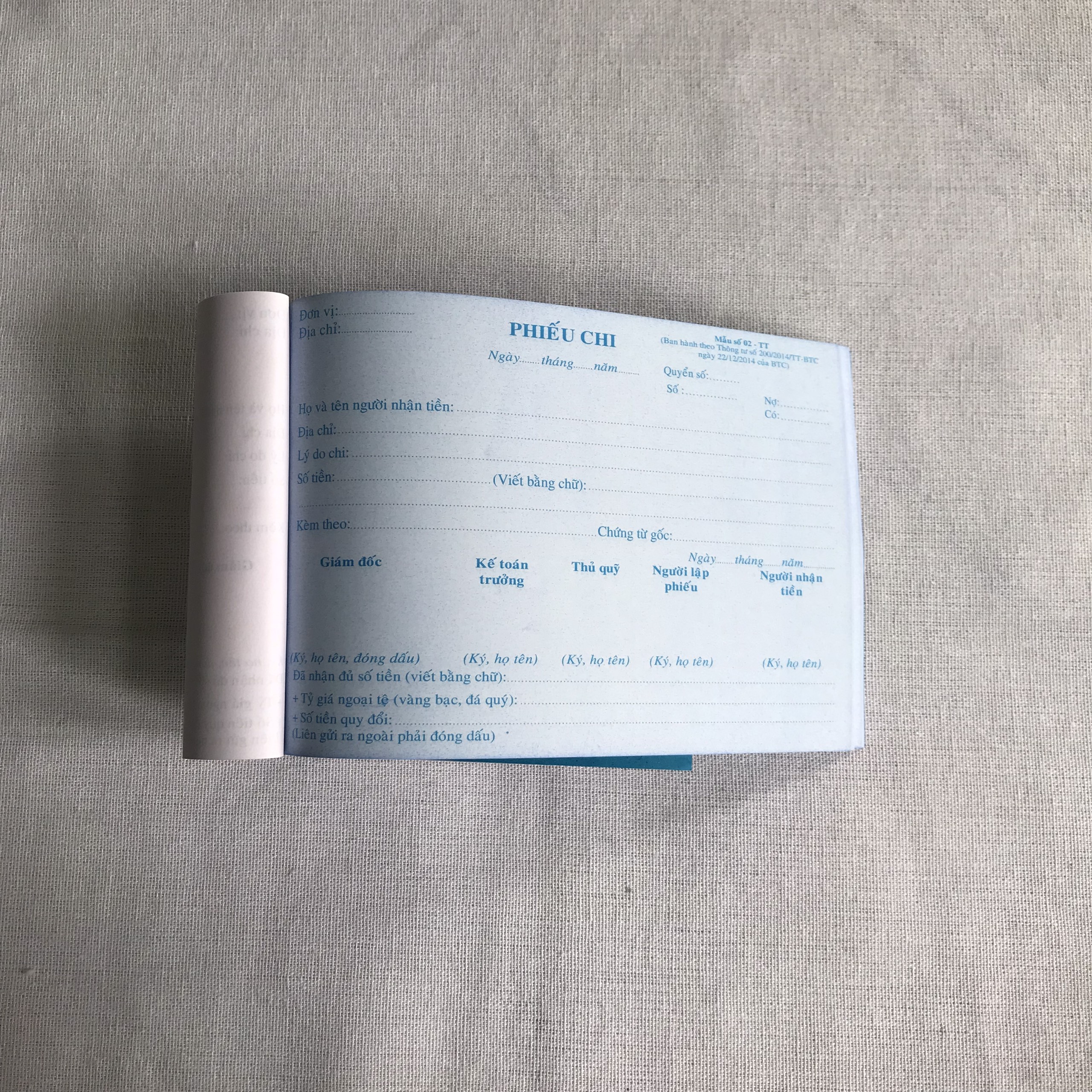 PHIẾU CHI 3 LIÊN 13X19 30 BỘ