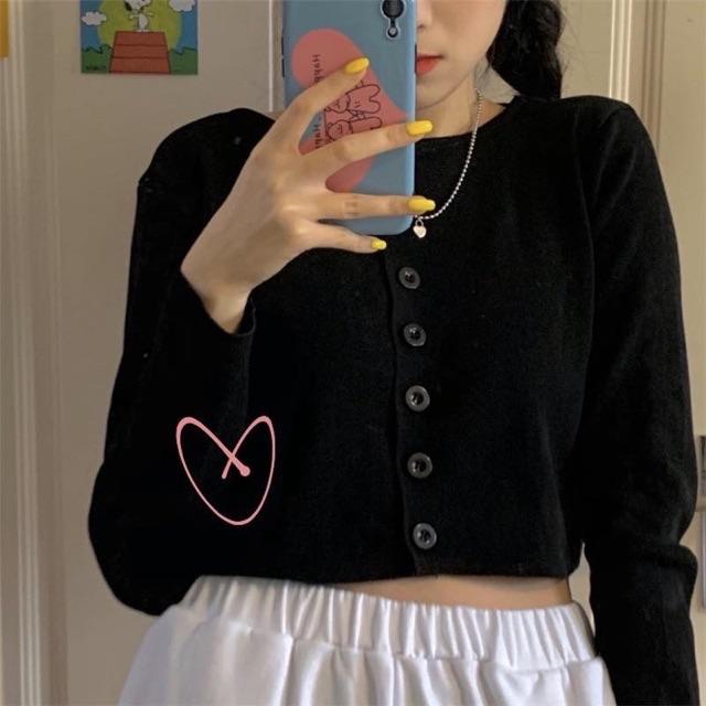 Áo Croptop yan 7 cúc dài tay phong cách ulzzang hàn quốc cực xinh