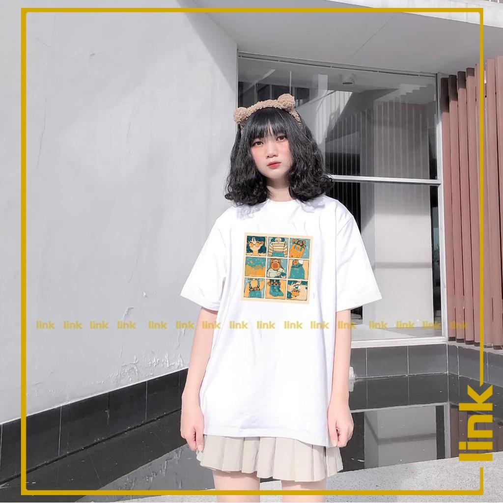 Áo thun unisex HOẠT HÌNH cute tay lỡ dáng rộng