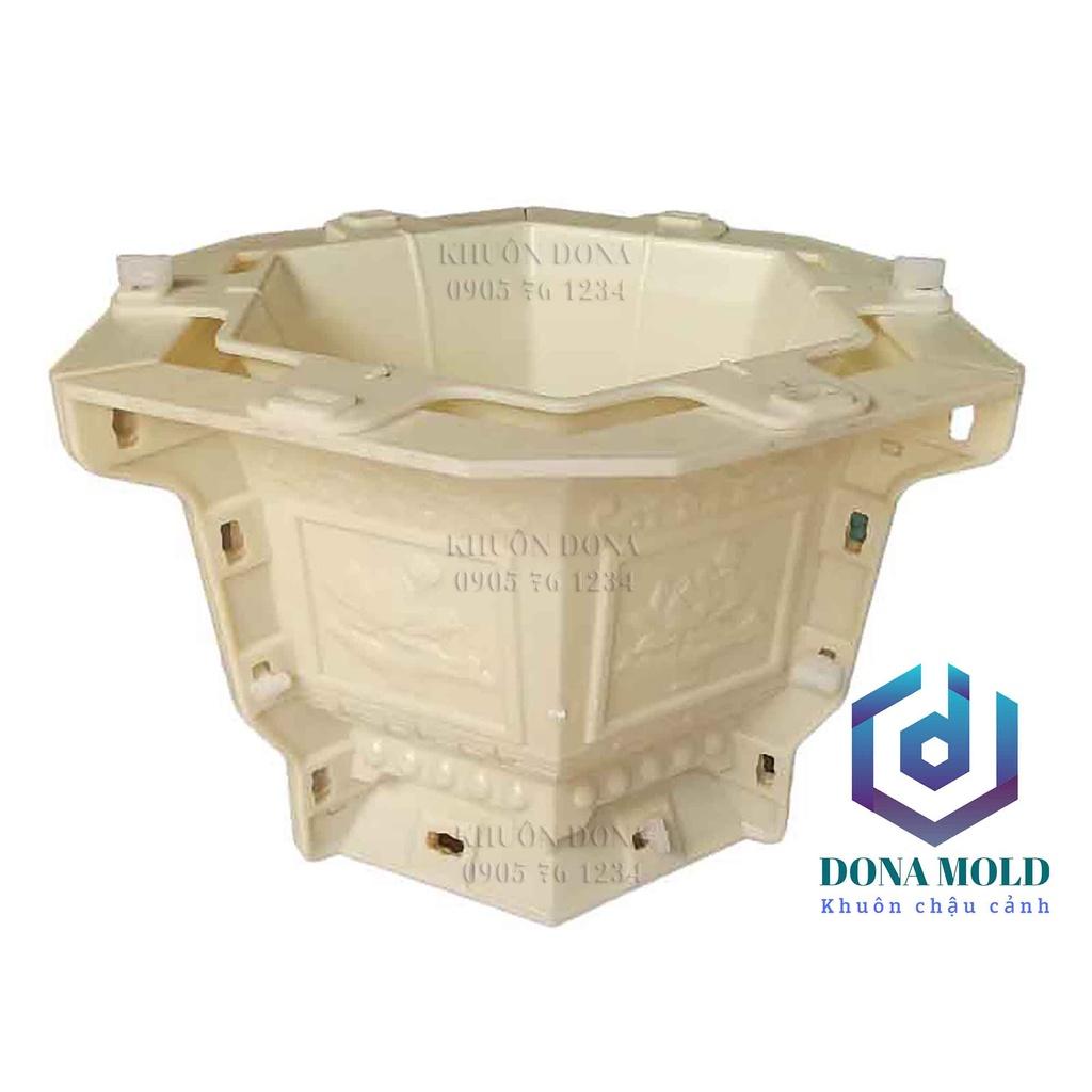 Khuôn Đúc Chậu Lục Giác 30 cm VN cao 23 cm Mẫu hoa SEN. Khuôn Đúc Chậu Cảnh Nhựa ABS cao cấp
