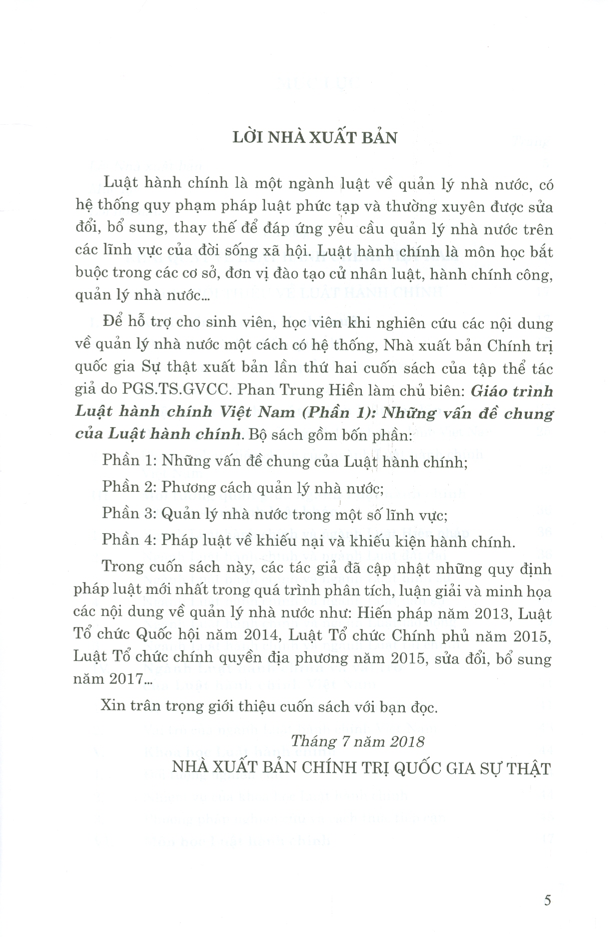 Giáo Trình Luật Hành Chính Việt Nam (Phần 1) - Những Vấn Đề Chung Của Luật Hành Chính (Xuất bản lần thứ hai)
