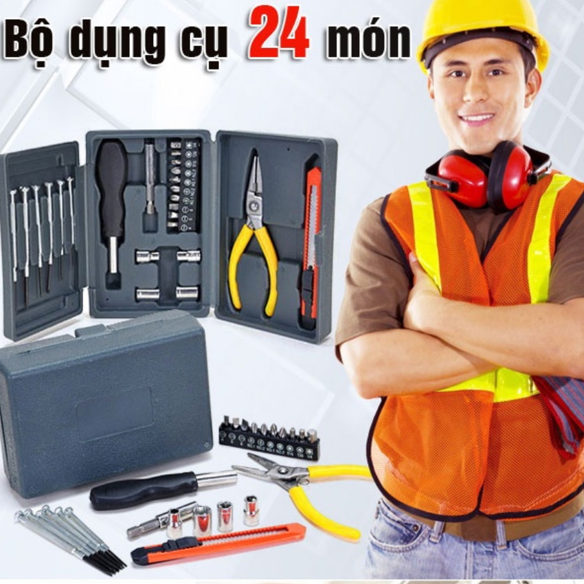 Bộ dụng cụ đồ nghề sửa chữa đa năng 24 món 206075 (Ghi )