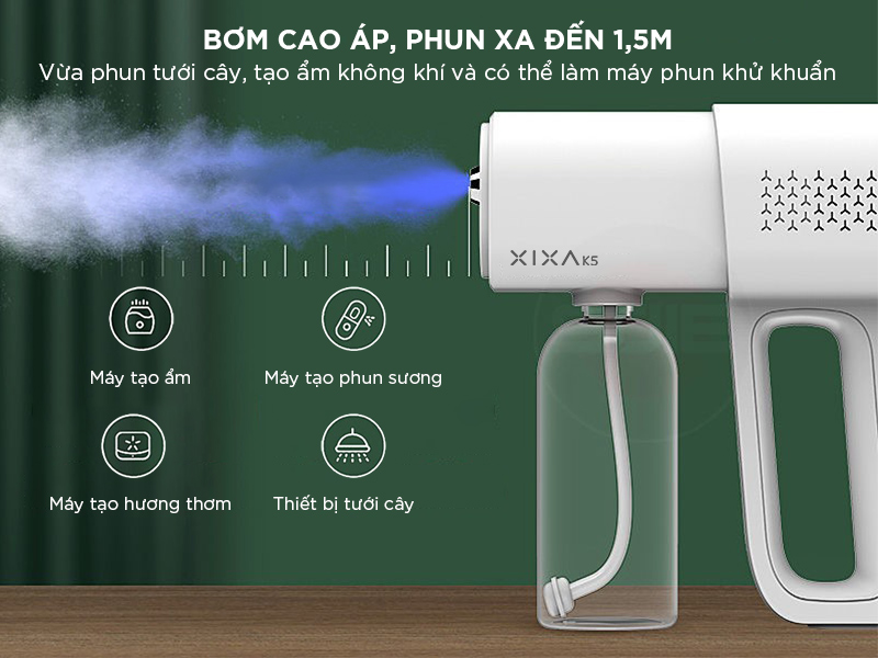 Máy phun cồn khử khuẩn Nano bằng tia cực tím với 3 chế độ cổng sạc USB dùng pin sạc 2000mah tặng kèm khăn lau 2 mặt BaoAn