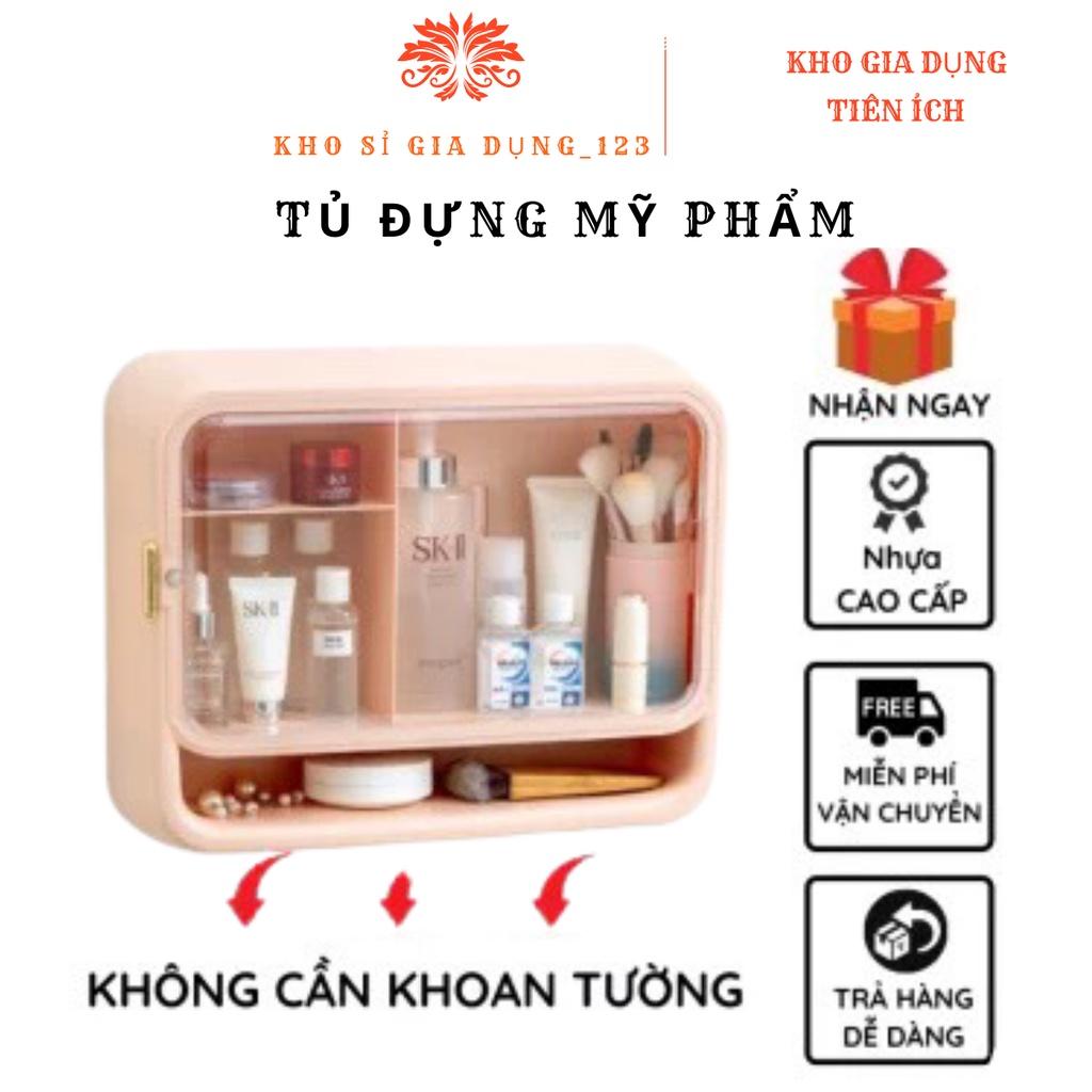 Tủ mỹ phẩm treo tường - Kệ để đồ trang điểm gắn tường hình chữ nhật bằng nhựa cao cấp - Tủ thuốc gia đình tiện lợi