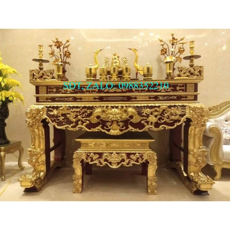 Bộ sập thờ gỗ mít chân 18 kèm bàn con