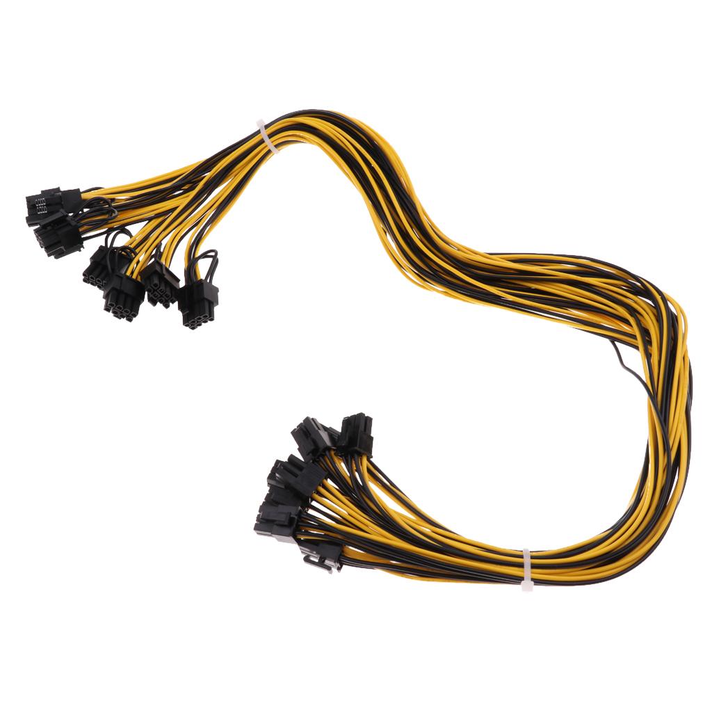 2x8Pcs PCI-E 6pin to 6+2Pin Power Splitter Cable Graphics Video Card Cord