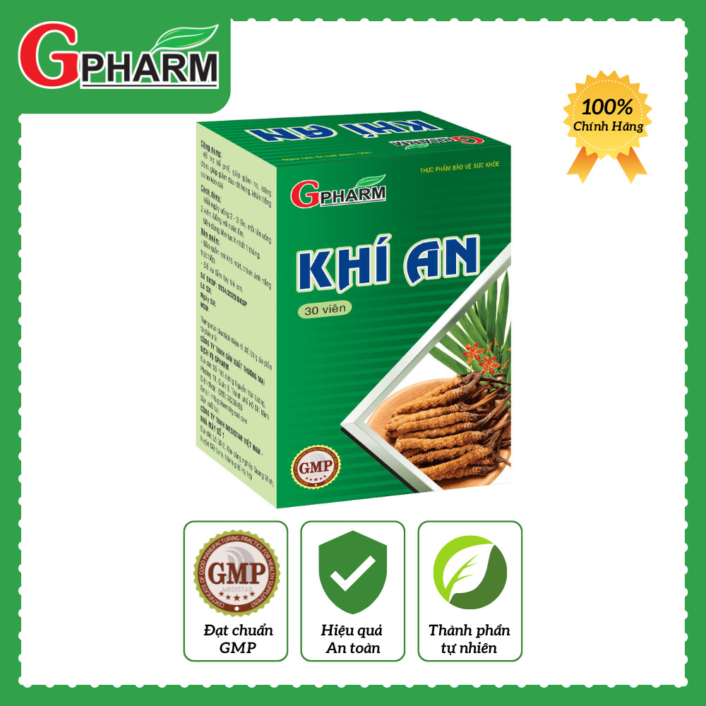 Thực phẩm bảo vệ sức khỏe Viên uống KHÍ AN Hỗ trợ bổ phế, giúp giảm ho, loãng đờm, giúp giảm đau rát họng, khản tiếng do ho kéo dài Hộp 30 viên