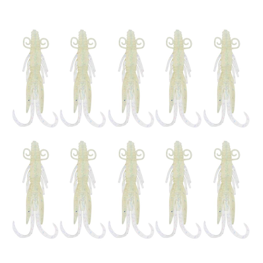 10Pcs Soft Worm Shrimp Fishing Lure Tackle Jig Wobbler Bait Freshwater