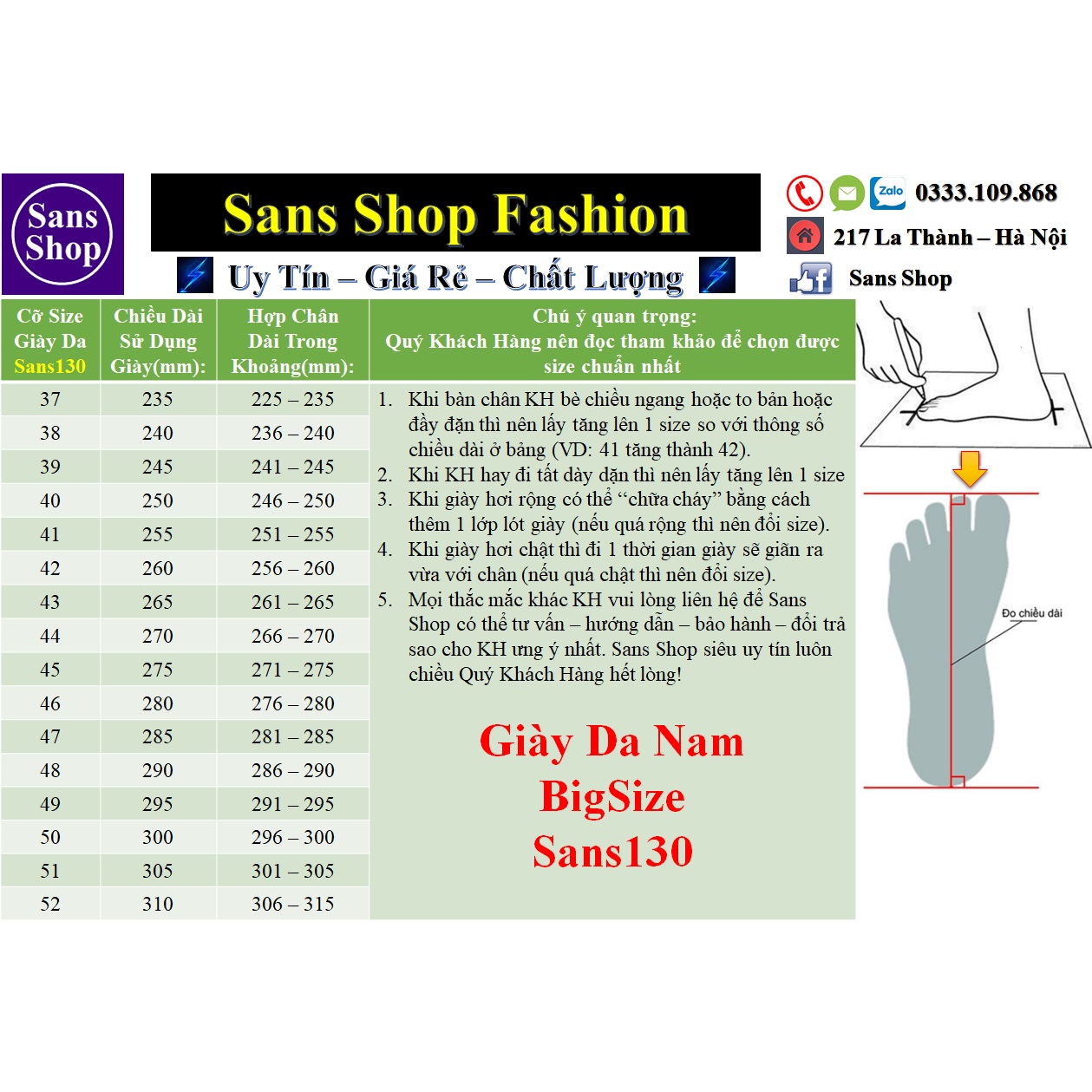 Giày da nam bigsize 52 51 50 49 48 47 46 45 44 43 Sans130 giầy lười không dây big size cỡ to lớn đẹp trẻ trung