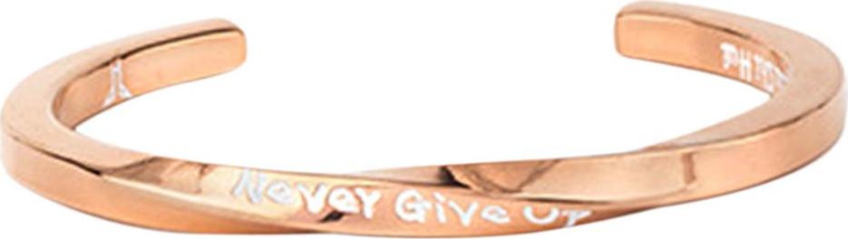 Never Give Up Twist Open Bangle Women Men Couple Jewelry
