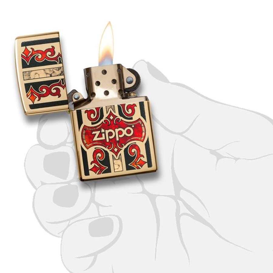 Bật Lửa Zippo 29510 Logo Fusion High Polish Brass