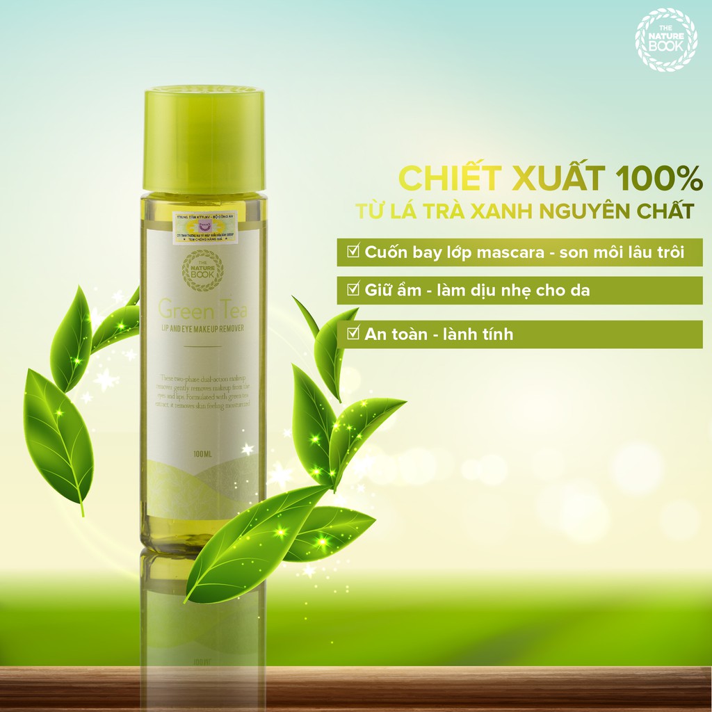 Tẩy Trang Mắt Môi The Nature Book Chiết Xuất Trà Xanh Green Tea Lip And Eye Makeup Remover 100ml