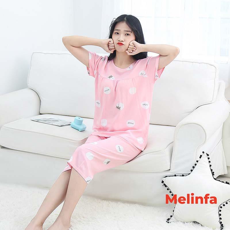 Bộ đồ ngủ nữ, bộ mặc nhà áo ngắn tay, quần lửng cotton lanh mặc mùa hè thoáng mát nhiều màu, bộ lanh lửng nữ mã VABD0113