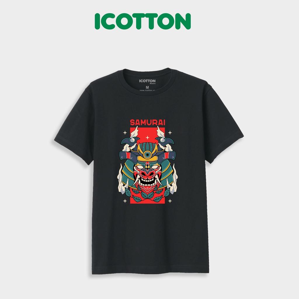 Áo phông nam Icotton hình Samurai thun 4 chiều