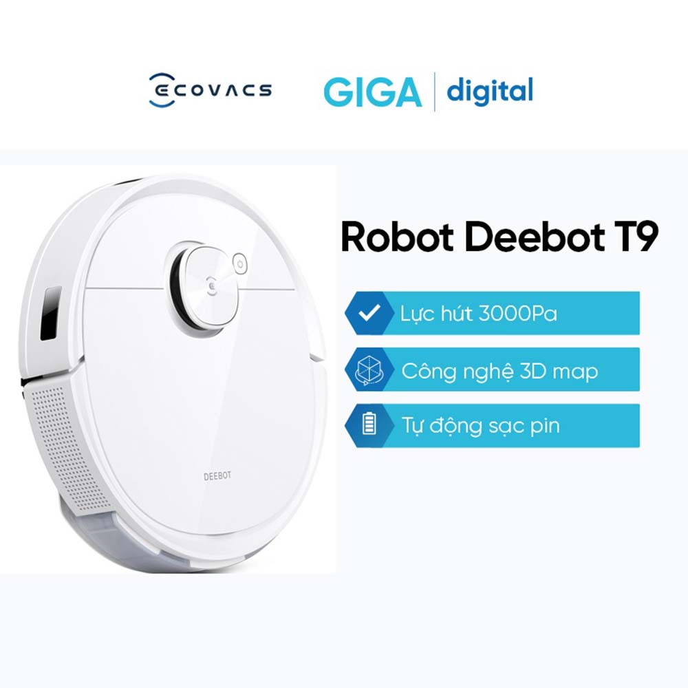 Robot hút bụi lau nhà ECOVACS Deebot T9 - Lực hút 3000Pa - Bản Quốc Tế- Hàng Chính Hãng