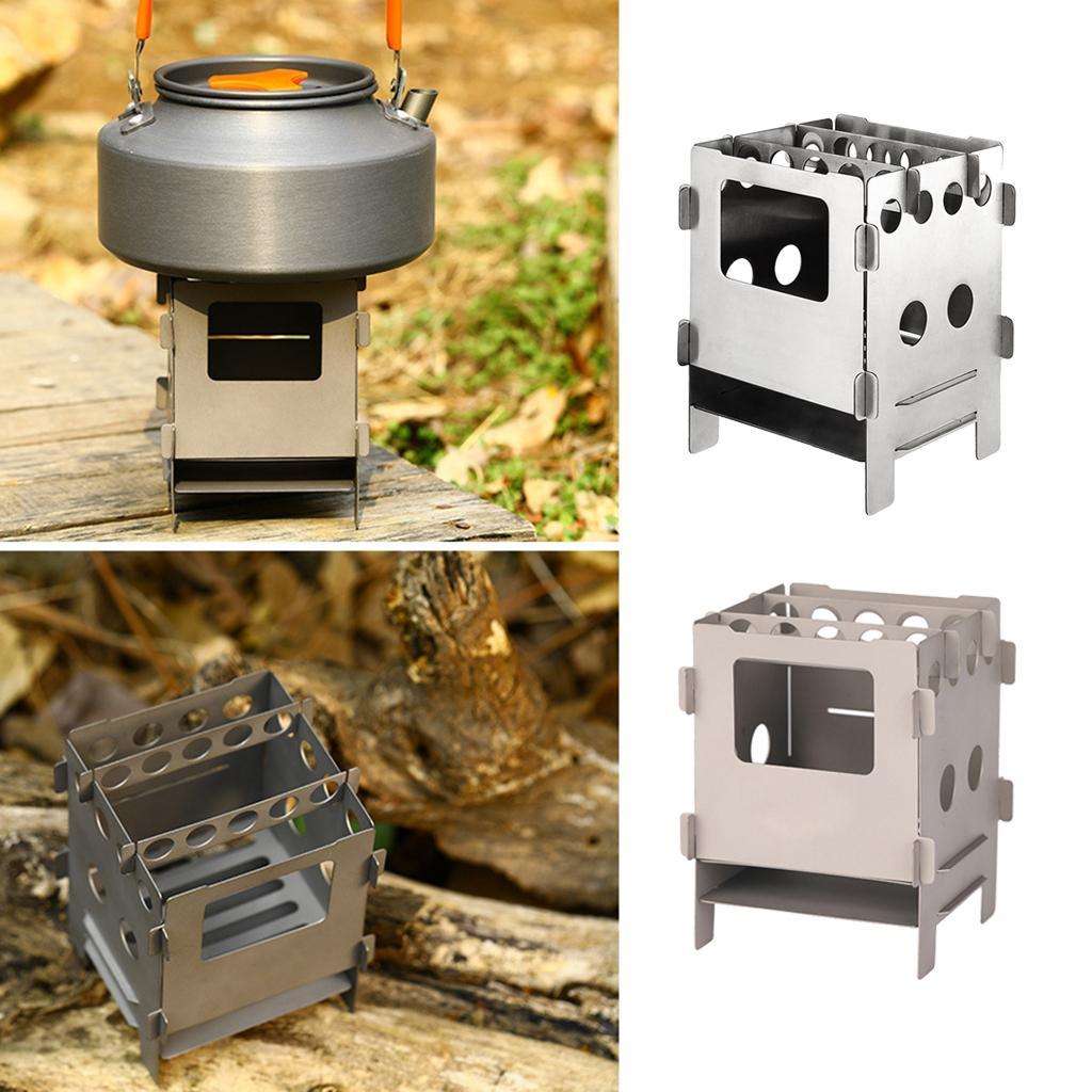 Ultra-light Outdoor Cooking Pocket Stove Backpacking Camping Folding Wood Stove Stainless Steel/ Titanium Materials