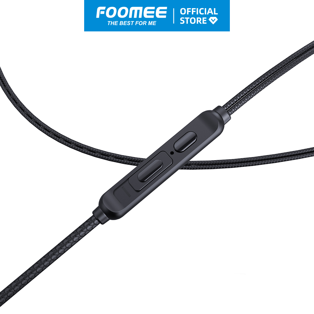Tai nghe có dây FOOMEE QA32 - Màu xanh - Đầu Cắm 3.5mm Điều Khiển Thông Minh - Hàng chính hãng