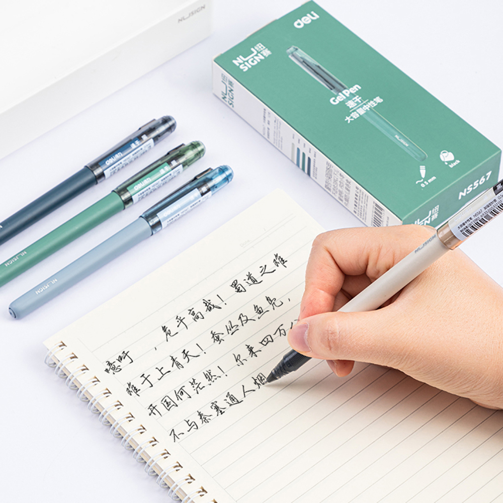 Nusign 0.5mm Neutral Pens Black Ink Smoothly Writing Gel Pen Student Exam Pen With Anti-fall Clip Business Signature Pens Stationery Supplies 12Pcs/Set Writing Pen For Home Office School