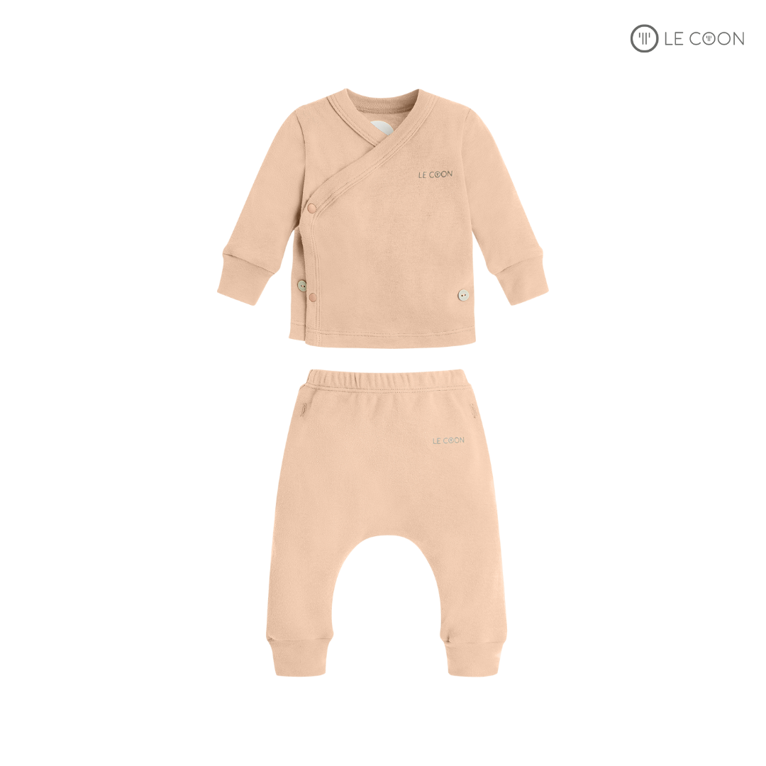 LE COON | Bộ Đồ Cúc Bấm Vạt Chéo | COMFY | 0 tháng -9 tháng tuổi