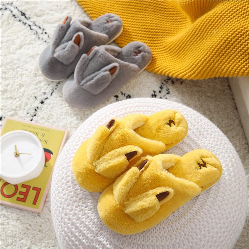 Dép bông hoạt hình Pikachu siêu dễ thương nam nữ đi trong nhà, văn phòng ấm áp, mềm mại chống trơn DA13