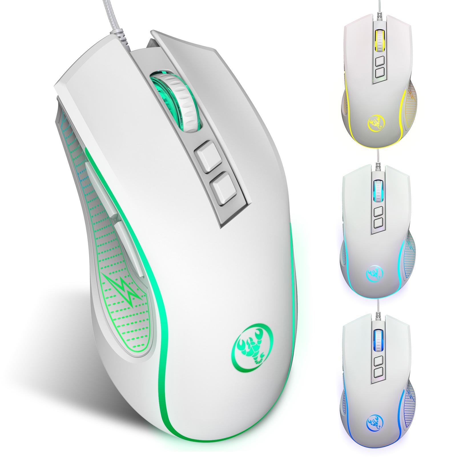HXSJ X100 Wired Gaming Mouse Ergonomic Gaming Office Mouse 7-color Breathing Light Effect 4-gear Adjustable DPI