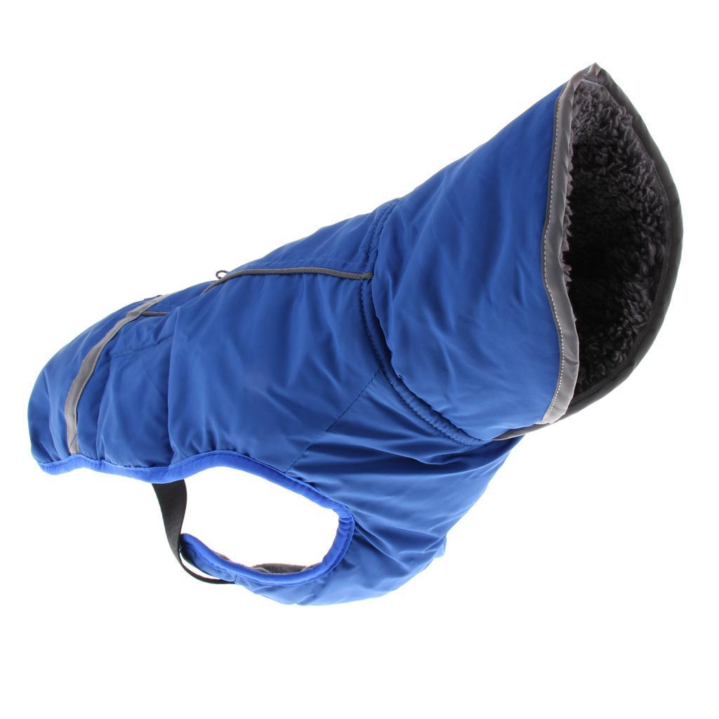 Waterproof Dog Coat Vest Warm Padded Reflective Puppy Clothes Blue M