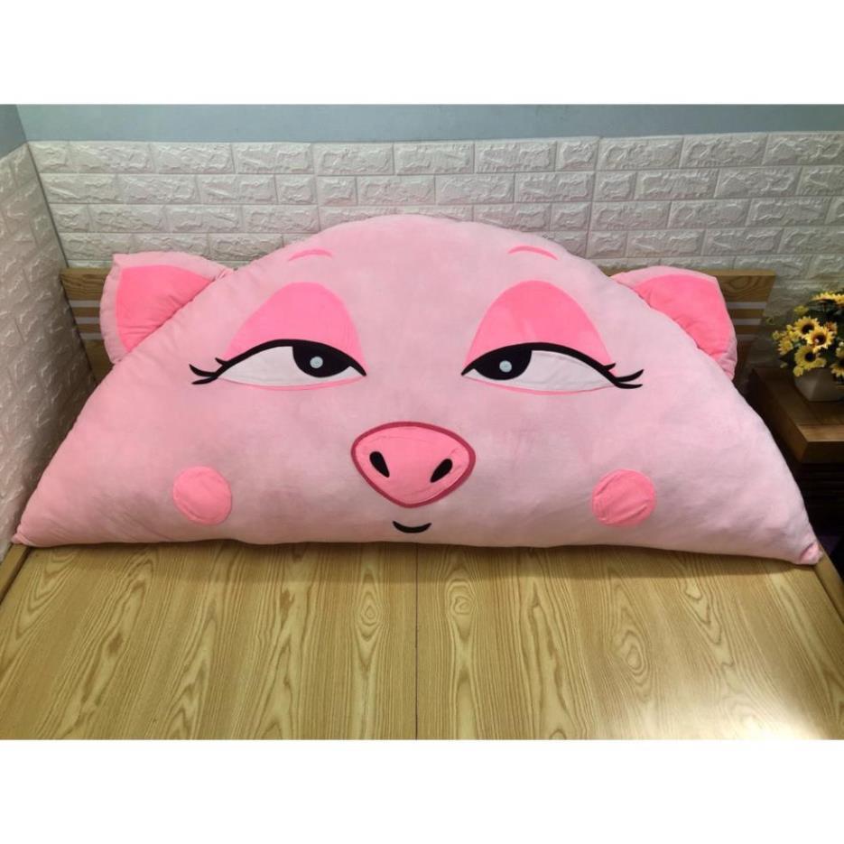 Gối tựa lưng hình Heo nhỏ Babykid, size L , free may chữ chất nhung lạnh ruột bông bi gòn