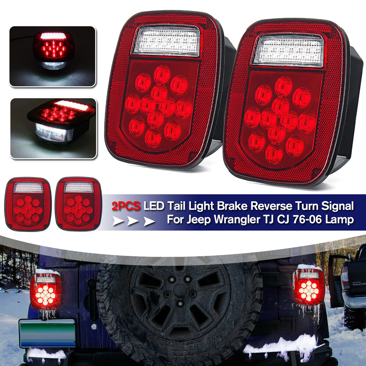 Mua 2PCS LED Tail Light Brake Reverse Turn Signal For Jeep Wrangler TJ CJ  76-06 Lamp