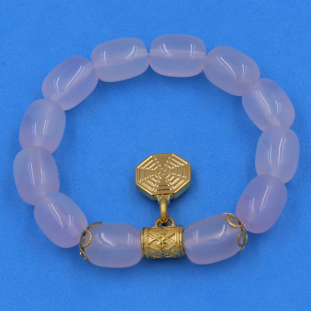 Vòng tay thạch anh trắng bầu bát quái VTATBBQHKV12