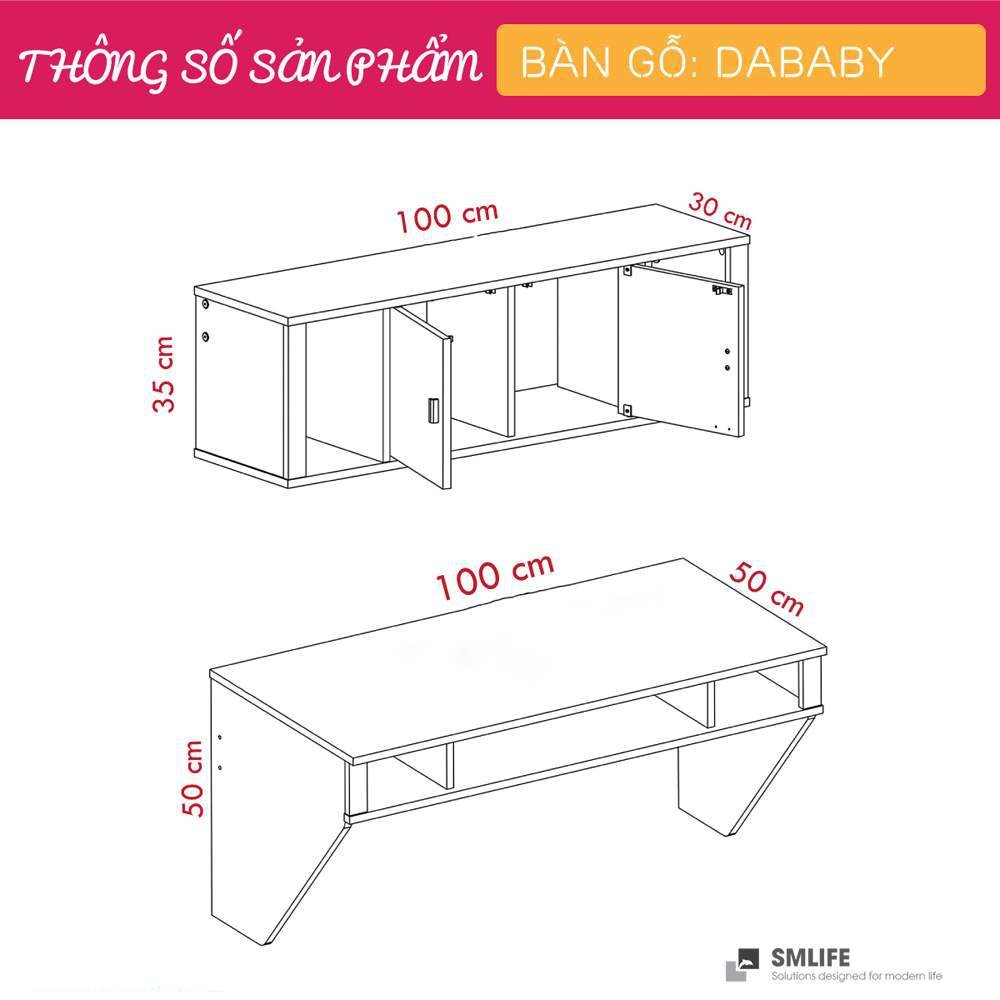 Bàn làm việc, bàn học gỗ hiện đại SMLIFE Dababy