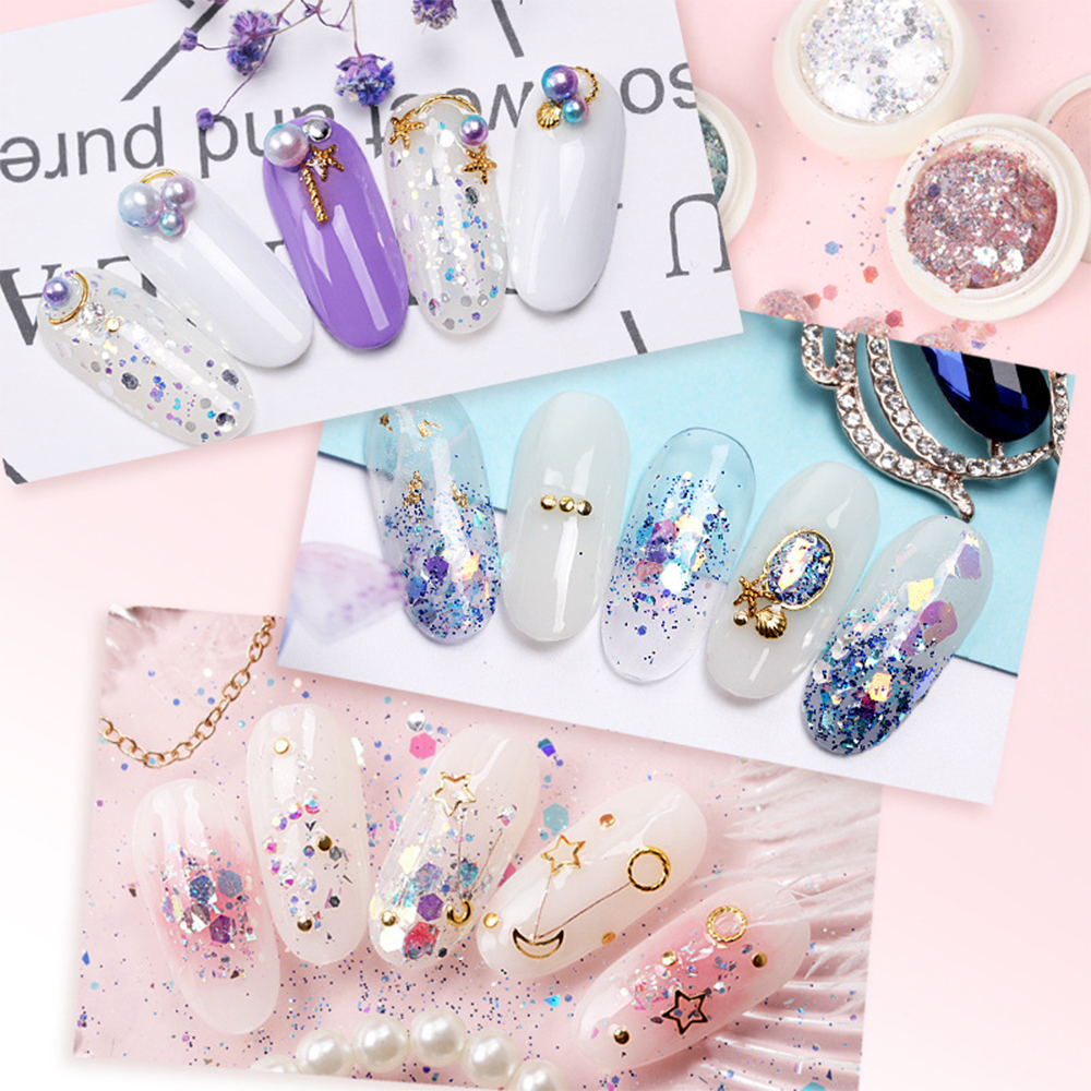 Set Nhũ Nail Lẫn 8 Màu Trang Trí Móng, Màu Sắc Nổi Bật, Thiết Kế Mẫu Hiệu Ứng Ánh Sáng Ấn Tượng, Thu Hút, Dễ Sử Dụng, Độ Bền Cao