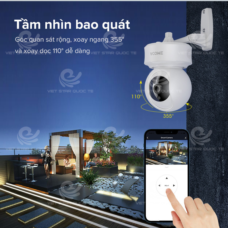 Camera Wifi Quan Sát Trong Nhà ACOME Độ Phân Giải 2.0 Mpx FULL HD 1080P, Xoay 360 Độ, Có Cổng LAN - Hàng Chính Hãng