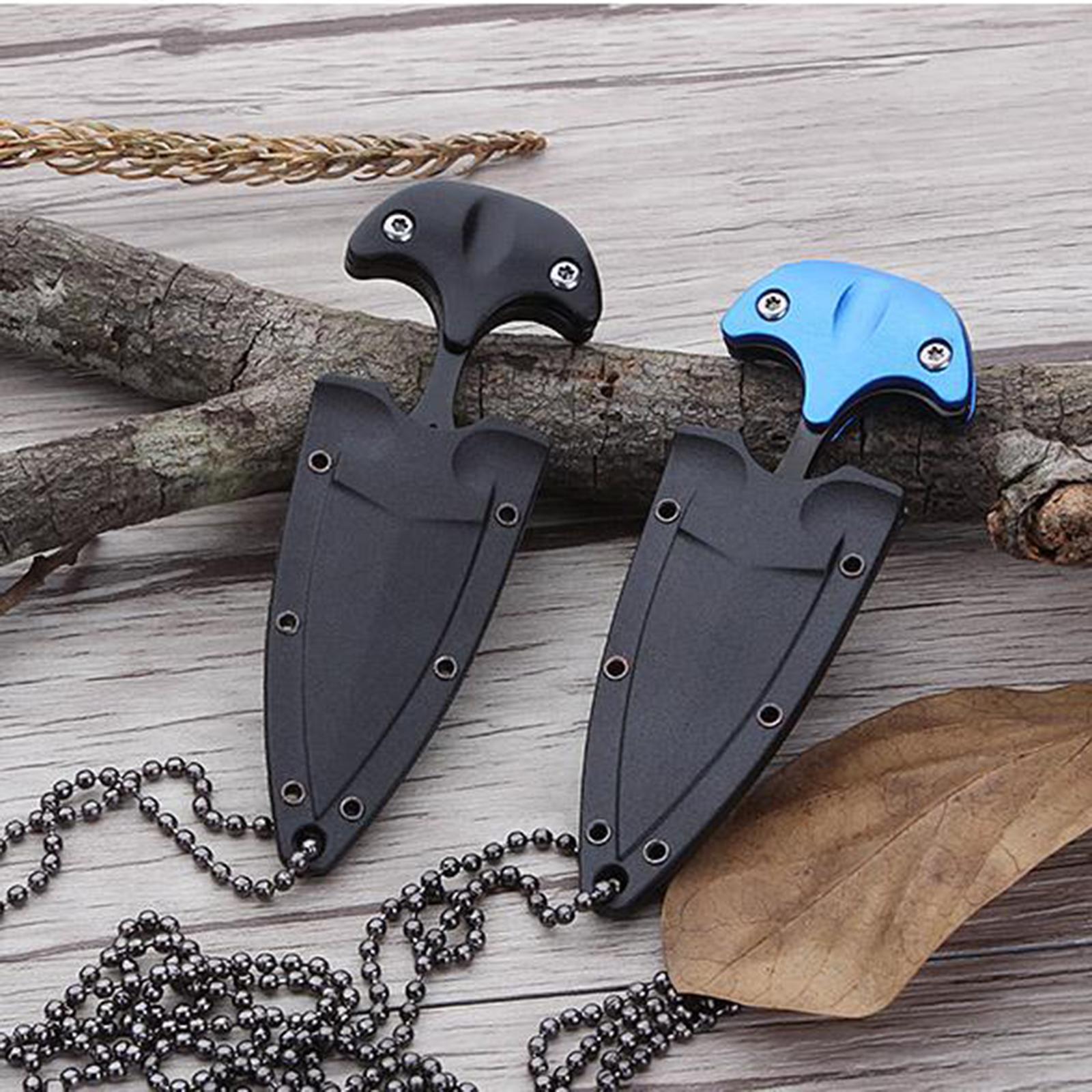 Portable Durable Multifunction Camping Knife Tea Knives Necklace Pendant Stainless Steel with Chain