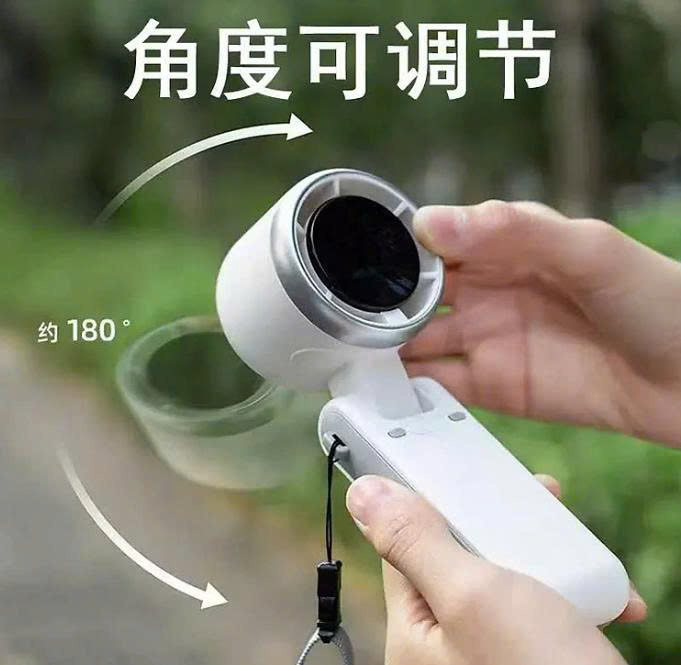 [KoSuyTu] Quạt ION Cầm Tay - 5 Tốc Độ Gió Hiển Thị Màn Hình Led, Pin Trâu 4000mAh, Xoay 180 Độ, Gấp Gọn, Có Dây Đeo