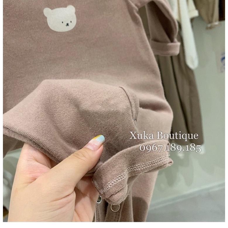 Bodysuit Dài Tay Kèm Mũ Tai Thỏ Cho Bé, Bodysuit Sơ Sinh Dài Tay Cotton Quảng Châu Cao Cấp Bé Trai Bé Gái