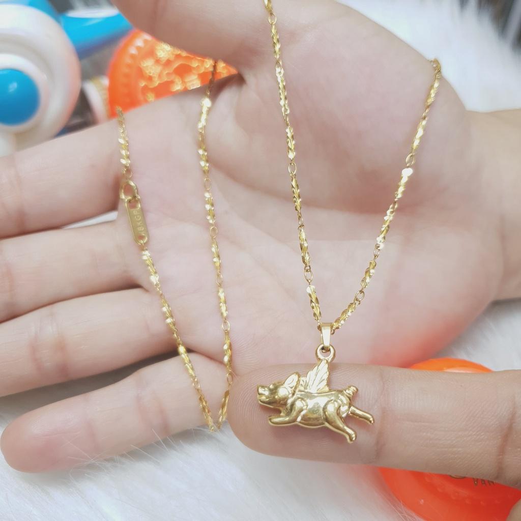Dây Chuyền Trúc Mặt Heo Đúc Nhẹ Titanium Mặt Tượng Cao Cấp- Dùng tắm rửa thoải mái không