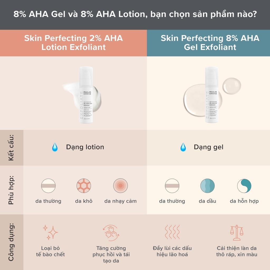 Dung Dịch Tẩy Tế Bào Chết AHA Dành Cho Da Khô Giúp Làm Sáng Da Và Mờ Thâm Dịu Nhẹ Paula's Choice Skin Perfecting 8% AHA Lotion 100ml (Mã 2060)