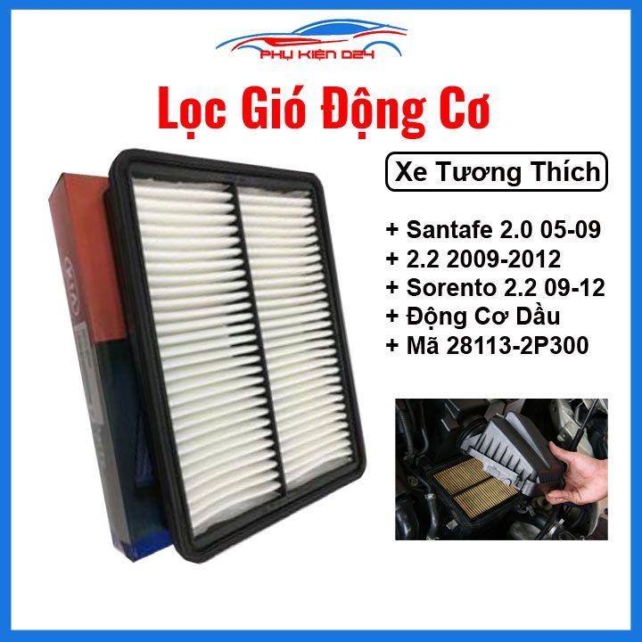 Lọc gió động cơ ô tô Santafe 2.0 2005-2009, 2.2 2009-2012, Kia Sorento Mã 28113-2P300