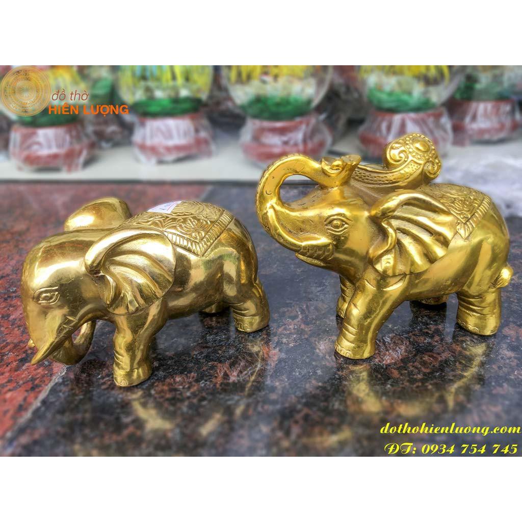 Đôi Tượng Voi Phong Thủy Bằng Đồng Cỡ Nhỏ 15x5x10cm