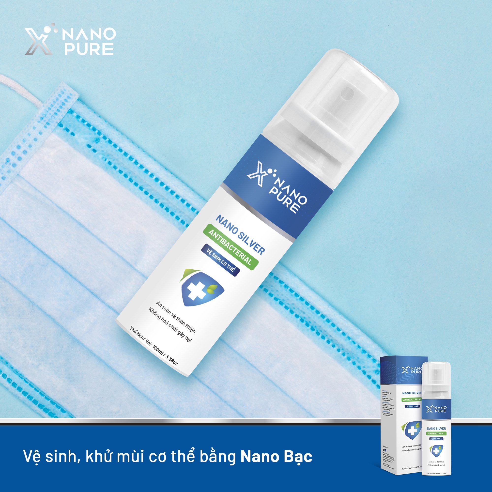 [COMBO 2] CHAI XỊT DIỆT KHUẨN, KHỬ KHUẨN, KHỬ MÙI CƠ THỂ, KHỬ MÙI HÔI NÁCH NANO XPURE NANO BẠC AHT CORP(AHTC) 100ML-NƯỚC RỬA TAY KHÔ XỊT KHỬ MÙI VỆ SINH CƠ THỂ