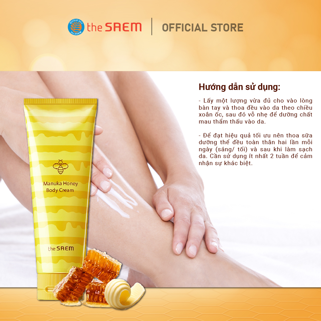 Kem Dưỡng Thể Trắng Da the SAEM Care Plus Manuka Honey Body Cream 230ml
