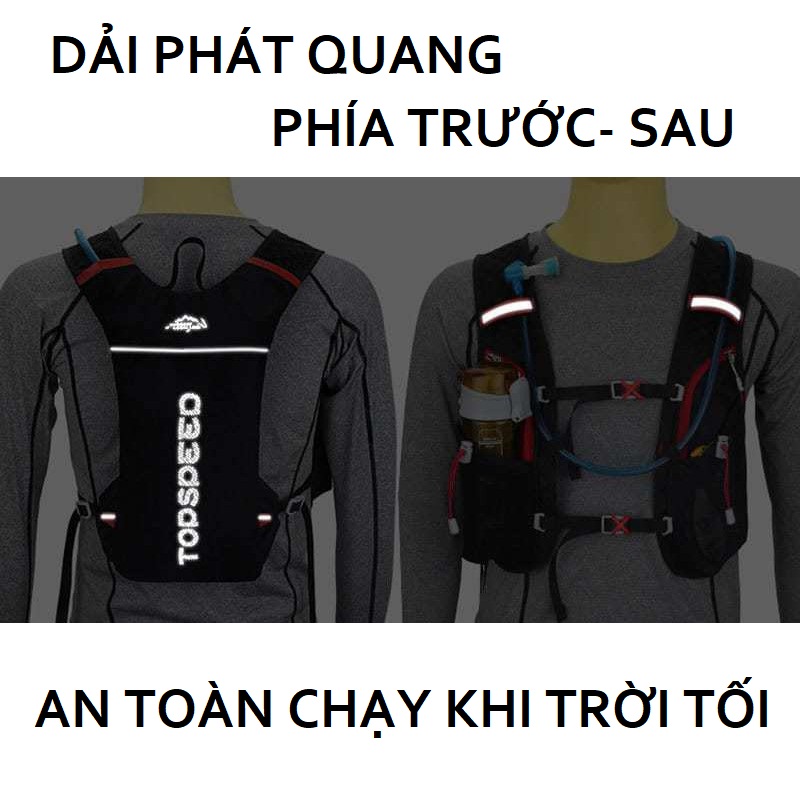 Áo Balo Chạy Bộ Mini Có Dải Phát Quang - Túi Đựng Nước - Bản Nâng Cấp Dung Tích Đựng Đồ 5L