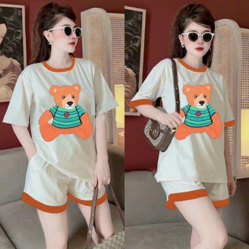 Sét đồ bộ đùi nữ đắp logo nhập quảng châu mẫu mới có bigsize chất đẹp, bộ đồ sort nữ mặc đi làm đi chơi mùa hè mát mẻ