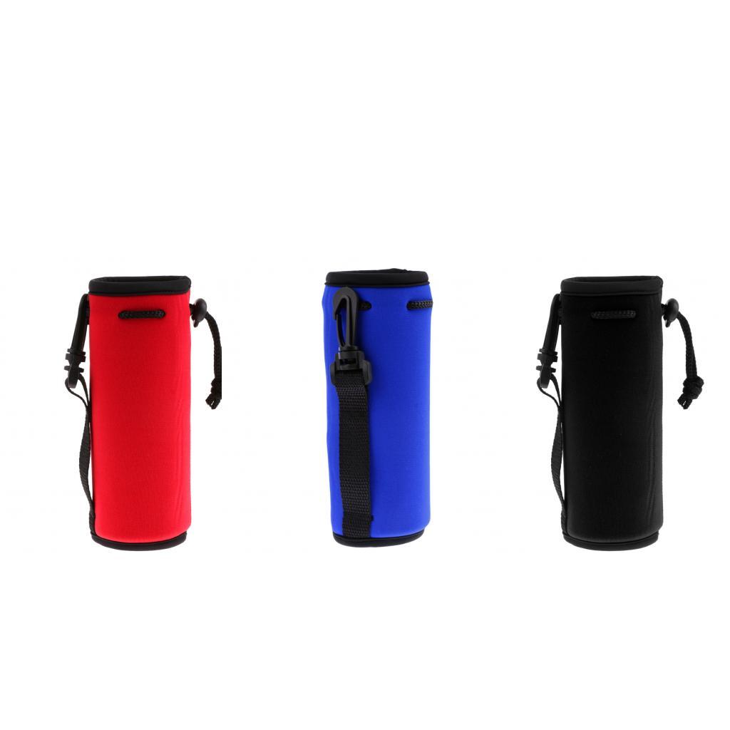 3x 500ml Neoprene Sport Water Bottle Cover Pouch Sleeve Bag Holder Black Blue Red