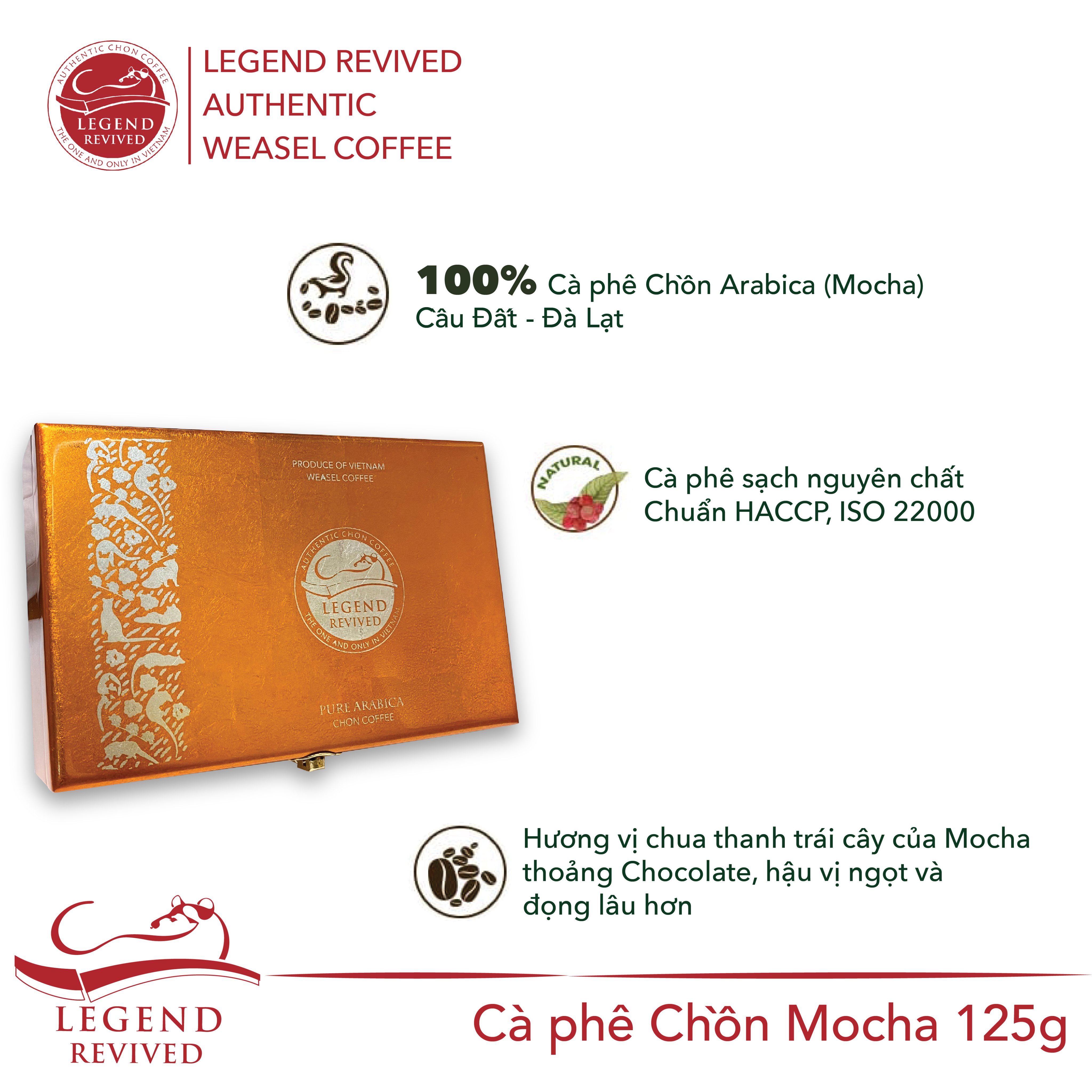 Cà Phê Chồn Legend Revived Chồn Mocha - Hộp sơn mài 125g