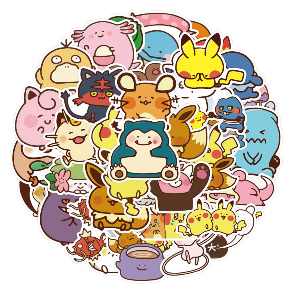 Sticker POKEMON MẮT HÍ hoạt hình cute trang trí mũ bảo hiểm,guitar,ukulele,điện thoại,sổ tay,laptop-mẫu S108