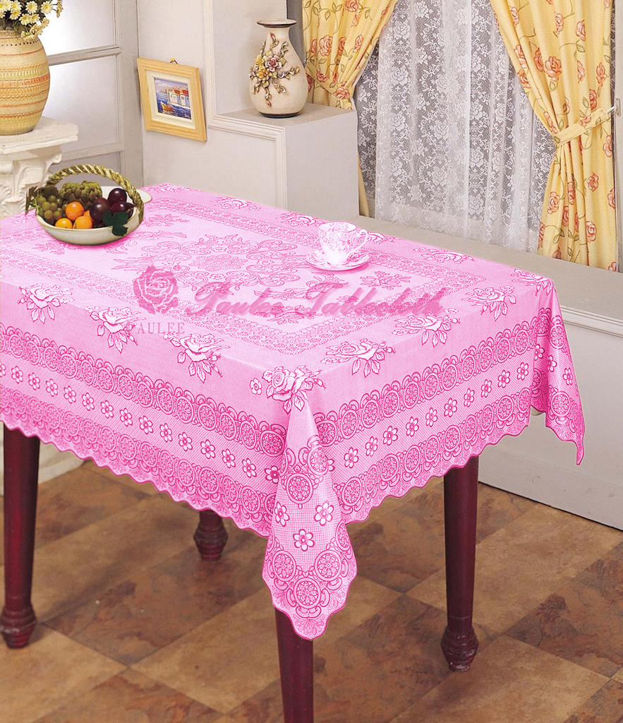 Khăn trải bàn PAULEE - 856B hoa văn hồng - không thấm nước