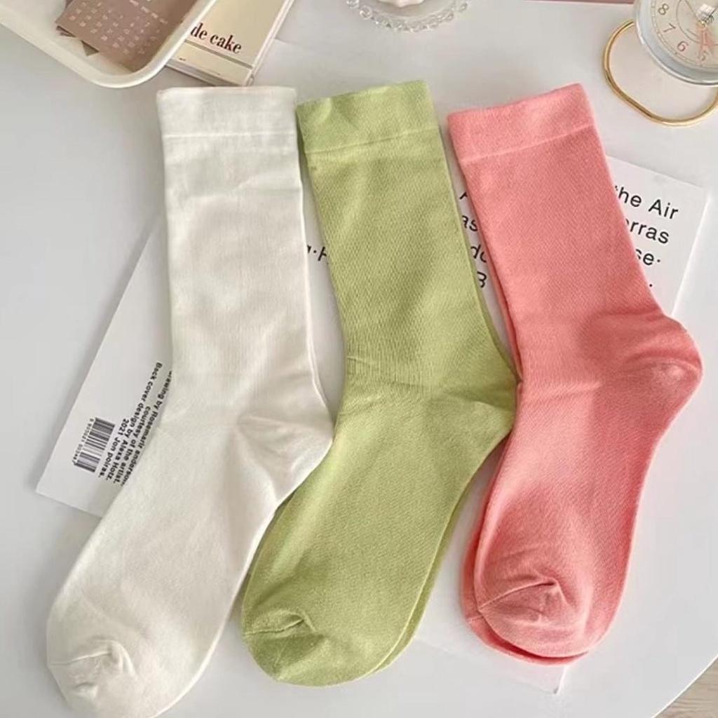 Tất Cao Cổ Nam Nữ Vớ Cao Cổ Nữ Nam Màu Pastel Vintage Chất Cotton Mịn CamCamVintage Tất Vớ Cổ Cao Nữ Vớ Cao Cổ Cao Cấp